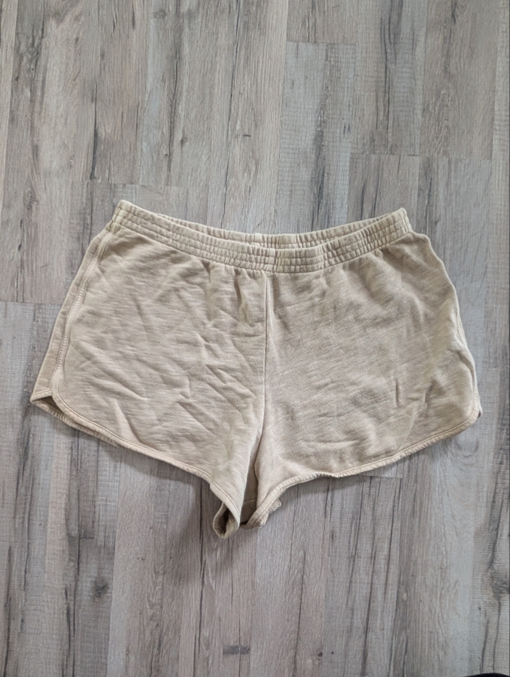 NWT Madewell Curved Hem Sweatsgoers In Beige Athletic Lounge Shorts, XL (C3)